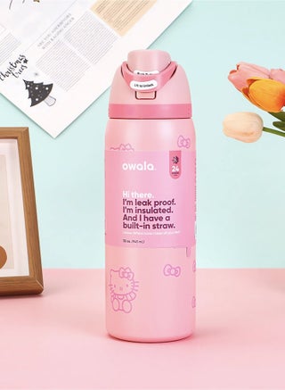 FreeSip Insulated Stainless Steel Water Bottle with Straw for Sports Travel and School BPA-Free Sports Water Bottle (Pink 32OZ) - view 2