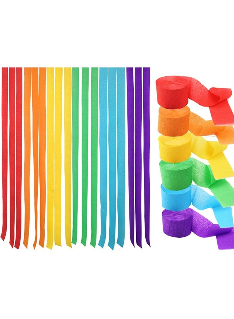 Mordely Party Crepe Paper Streamers - 6 Rolls Colorful Streamer Decorative Creped Roll for All Events Birthday, Festival, Wedding, Backdrop or Photo Booth Decoration, Flower Making - Image 1