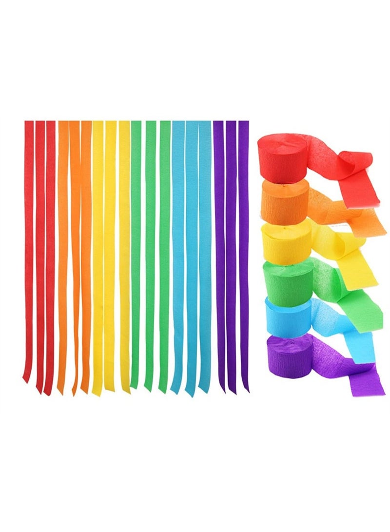Mordely Party Crepe Paper Streamers - 6 Rolls Colorful Streamer Decorative Creped Roll for All Events Birthday, Festival, Wedding, Backdrop or Photo Booth Decoration, Flower Making - Image 1