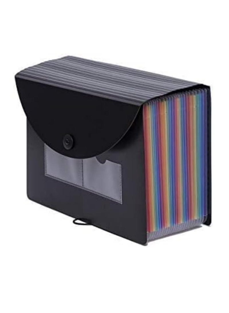Generic 24 Pockets Expanding File Folder/Accordian File Organizer With Expandable Cover/Portable A4 Letter Size File Box,High Capacity Plastic Colored Paper Document Receipt Organizer  - Image 4