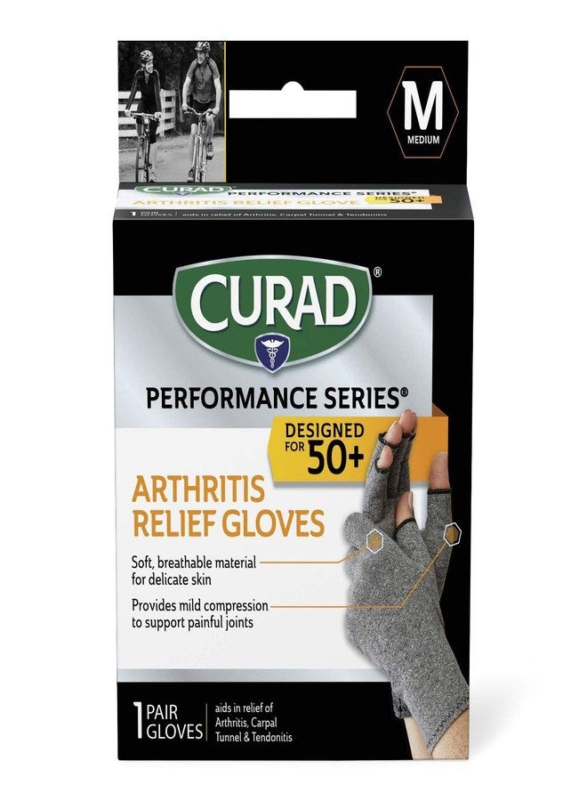 Curad CURSR19400MDH Performance Series 50+ Arthritis Reilef Glove, Aids in Arthritis, Carpal Tunnel & Tendonitis, Breathable, Soft, Mild Compression, 1 Pair, Medium - Image 1