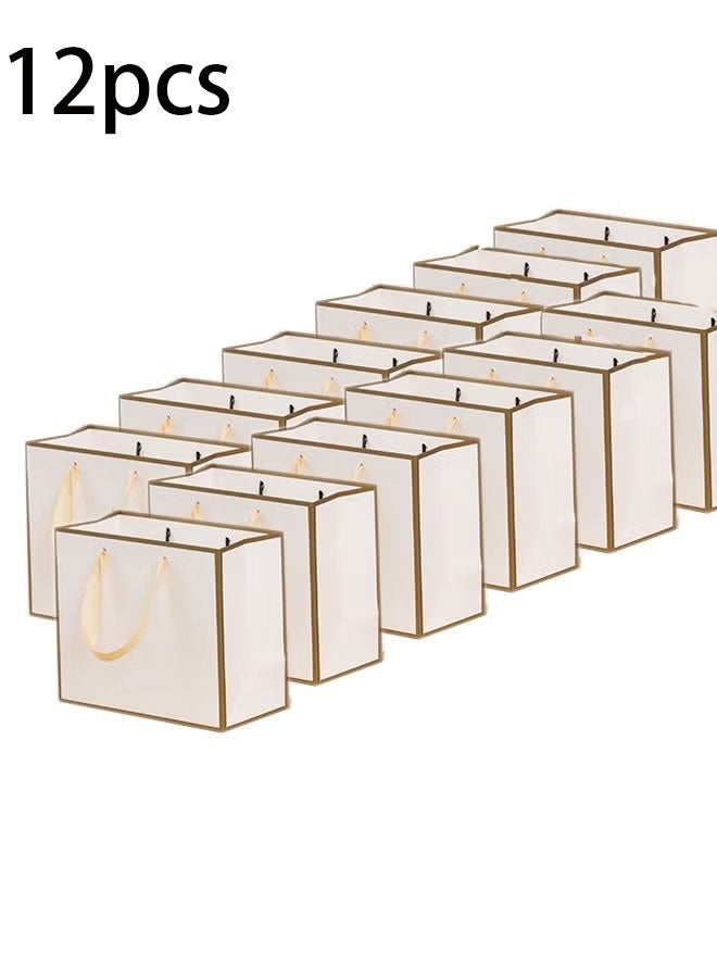 Ailily 12PCS Champagne  Color Large Gift Bags, Party Favor Bags，Portable Party Bags with Handles, Birthday Gift Bags, Present Bags for Wedding Party, Party Supplies 27*21*8 - Image 2
