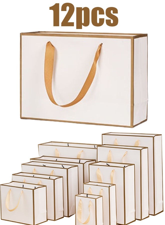 Ailily 12PCS Champagne  Color Large Gift Bags, Party Favor Bags，Portable Party Bags with Handles, Birthday Gift Bags, Present Bags for Wedding Party, Party Supplies 27*21*8 - Image 1