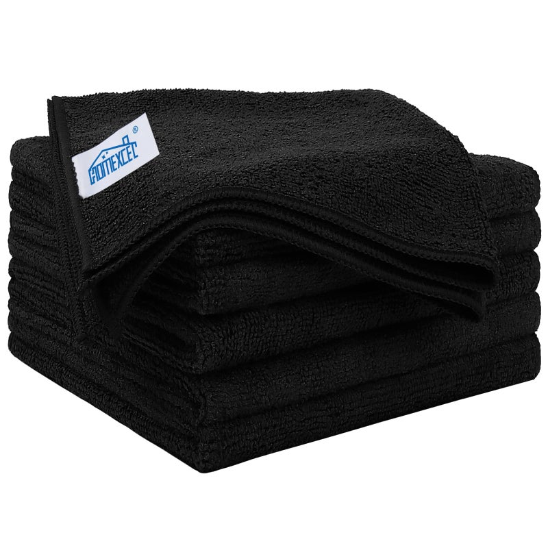 HOMEXCEL Black Microfiber Cleaning Cloth 6 Pack 125 x 125 inch Microfiber Towels for Cars Ultra Absorbent Car Washing Cloth Lint Free Streak Free Cleaning Rags for Car Kitchen and Window - Image 2