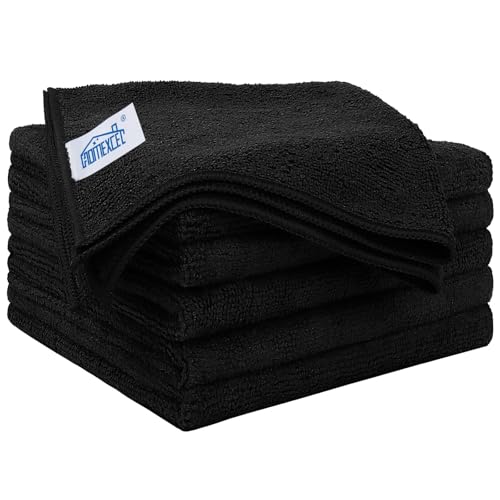 HOMEXCEL Black Microfiber Cleaning Cloth 6 Pack 125 x 125 inch Microfiber Towels for Cars Ultra Absorbent Car Washing Cloth Lint Free Streak Free Cleaning Rags for Car Kitchen and Window - Image 1