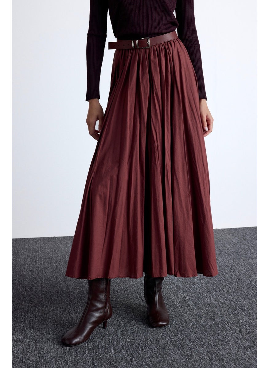 Manuka - Pleated Maxi Skirt Burgundy - Image 1
