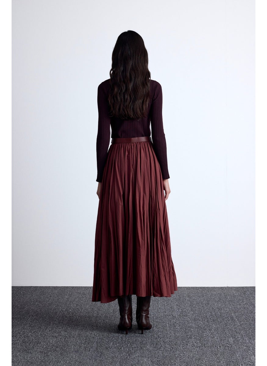 Manuka - Pleated Maxi Skirt Burgundy - Image 1
