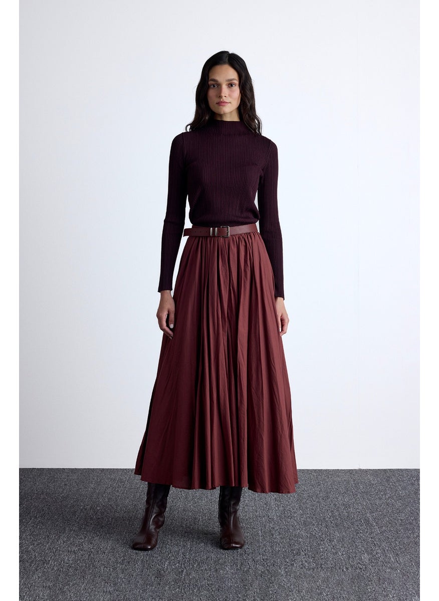 Manuka - Pleated Maxi Skirt Burgundy - Image 1