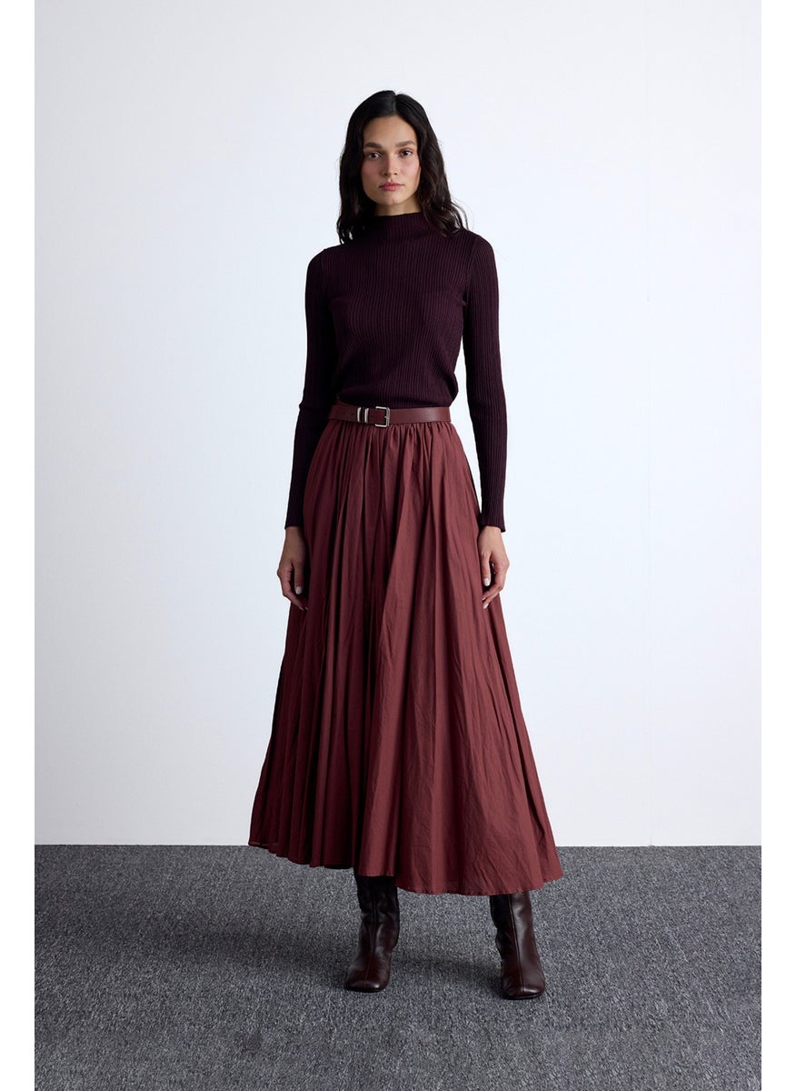 Manuka - Pleated Maxi Skirt Burgundy - Image 1