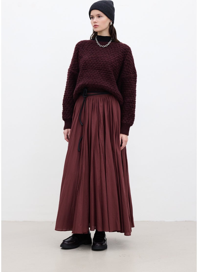 Manuka - Pleated Maxi Skirt Burgundy - Image 1