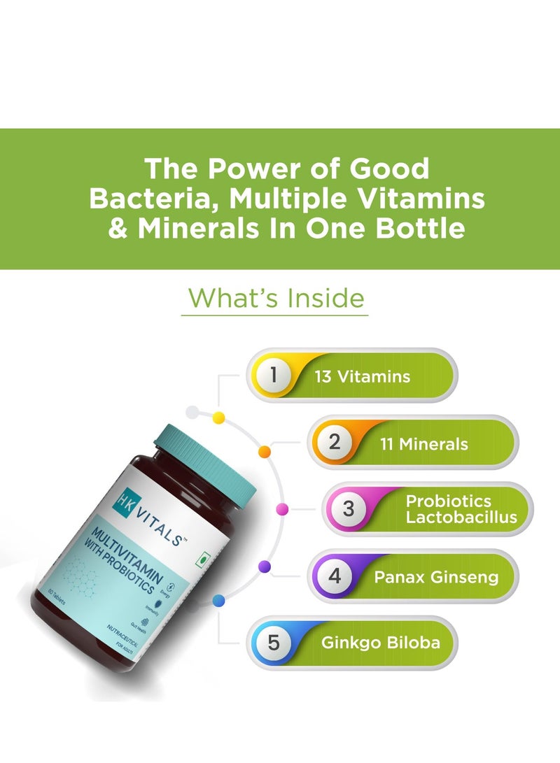 HEALTHKART HealthKart HK Vitals Multivitamin with Probiotics (60 Tablets) | For Men and Women | Vitamin C, Vitamin B, Vitamin D, & Zinc, Supports Immunity and Gut Health  - Image 5