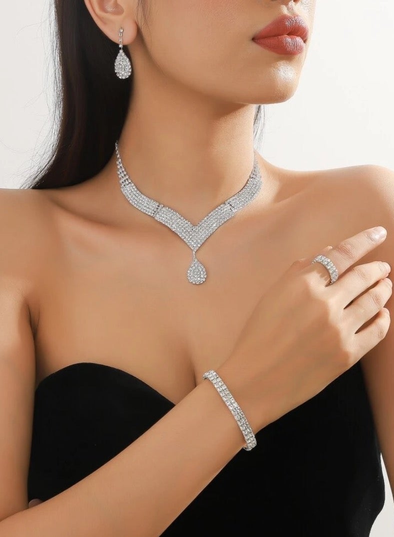JewelryPalace Amazing Trendy Women's Zirconia Necklace And Earrings And Bracelet And Ring Jewellery Set - Image 1