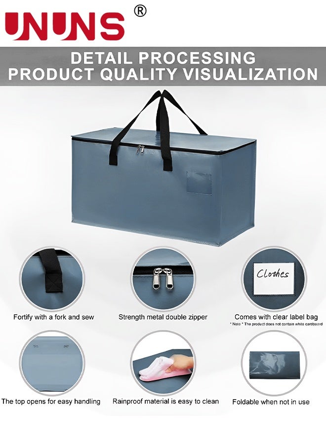 UNUNS 2 Pack Moving Bags,Large Moving Boxes with Zippers And Handles,Moving Supplies with Lids,Heavy Duty Totes For Storage Bags For Space Saving,Fold Flat,Moving And Storing,69×35.5×35CM,Grey-Bule - Image 5