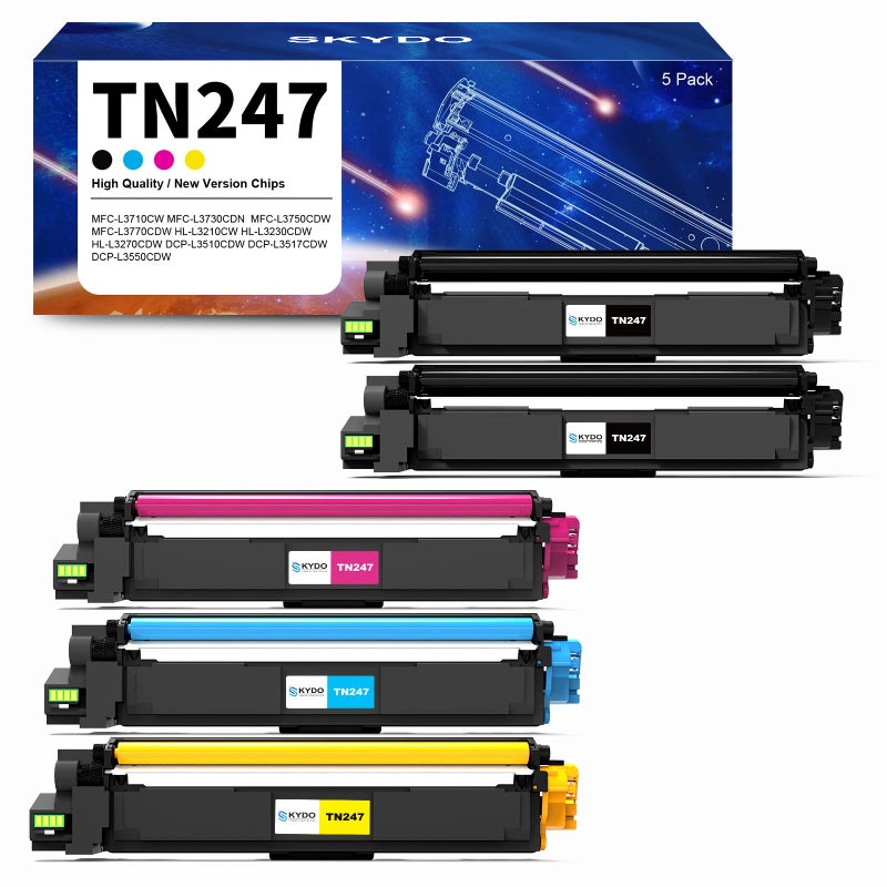 Skydo TN247 Toner Cartridge TN 243CMYK Toner Value Pack, Compatible for Brother DCP-L3550CDW HL-L3230CDW DCP-L3510CDW MFC-L3710CW HL-L3210CW MFC-L3750CDW MFC-L3770CDW HL-L3270CDW Printer (5-Pack) - Image 1