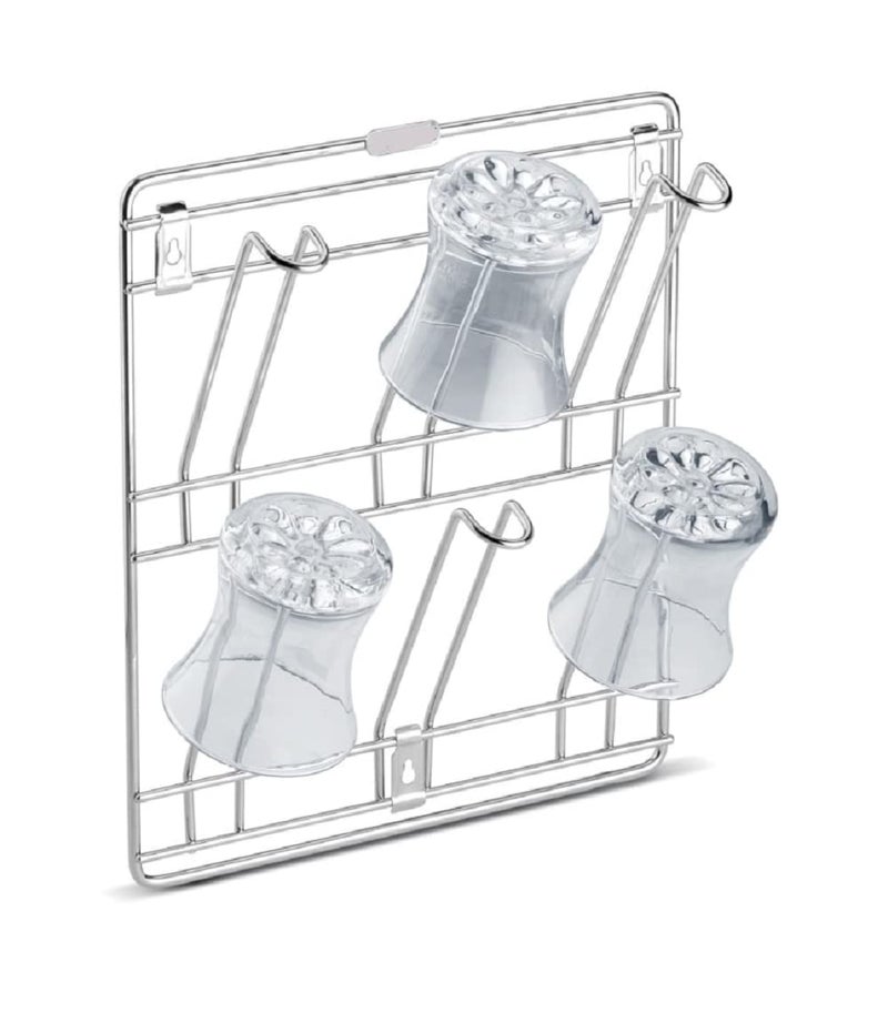 Brijshi StainlessStainless Steel Wall Hanging Glass Stand Glass Holder Mirror Finish Chrome Plated 6 Glass Storage Wall Mountain Glass Stand Tumbler Holder Cup Mug Holder for Kitchen Dining Table - Image 1