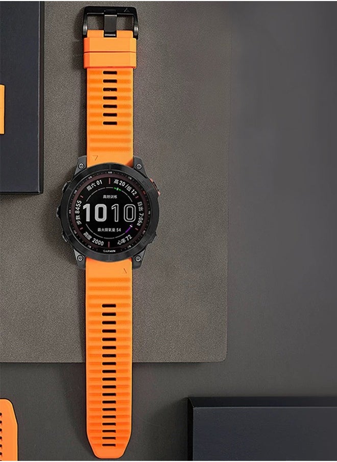 Generic - Silicone watch strap 22mm Compatible with Garmin watch Fenix ​​7 | Fenix ​​6 | Fenix ​​5 | 6 Pro | 5 Plus | Approach S60 | Forerunner 945 Smartwatch strap,watch band (Orange) - Image 1