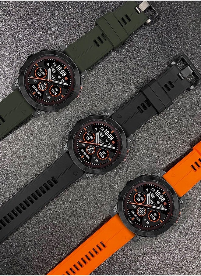 Generic - Silicone watch strap 22mm Compatible with Garmin watch Fenix ​​7 | Fenix ​​6 | Fenix ​​5 | 6 Pro | 5 Plus | Approach S60 | Forerunner 945 Smartwatch strap,watch band (Orange) - Image 1