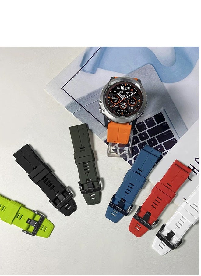 Generic - Silicone watch strap 22mm Compatible with Garmin watch Fenix ​​7 | Fenix ​​6 | Fenix ​​5 | 6 Pro | 5 Plus | Approach S60 | Forerunner 945 Smartwatch strap,watch band (Orange) - Image 1
