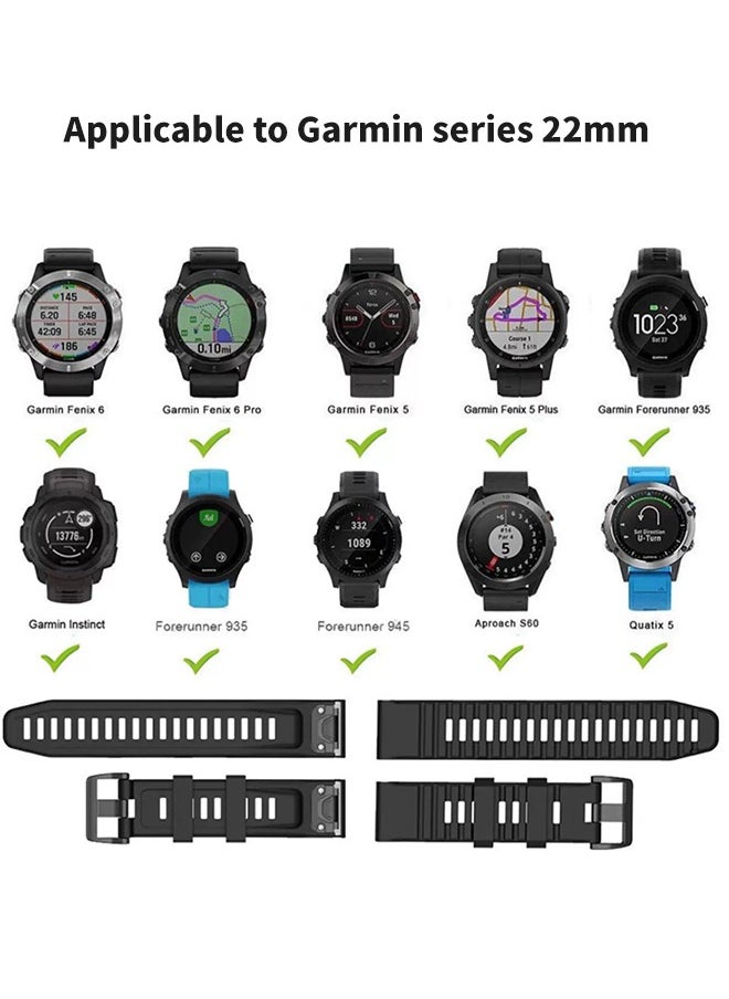 Generic - Silicone watch strap 22mm Compatible with Garmin watch Fenix ​​7 | Fenix ​​6 | Fenix ​​5 | 6 Pro | 5 Plus | Approach S60 | Forerunner 945 Smartwatch strap,watch band (Orange) - Image 1