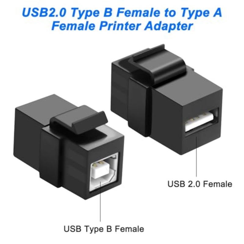 محول تركيب لوحة إدخال من USB B إلى USB A، مناسب لمنافذ الحائط ولوحات التوصيل من أنثى إلى أنثى، موصل مقرنة بدون لحام للطابعات والماسحات الضوئية وأجهزة الكمبيوتر، 4 عبوات - Image 3