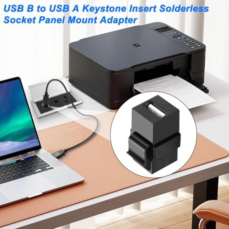 محول تركيب لوحة إدخال من USB B إلى USB A، مناسب لمنافذ الحائط ولوحات التوصيل من أنثى إلى أنثى، موصل مقرنة بدون لحام للطابعات والماسحات الضوئية وأجهزة الكمبيوتر، 4 عبوات - Image 4