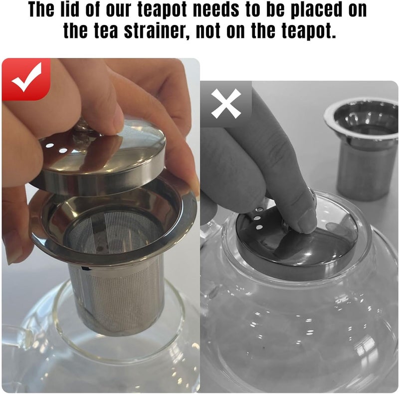 PARACITY Glass Teapot Stovetop 40 OZ/1200ml, Borosilicate Clear Tea Kettle with Removable 18/8 Stainless Steel Infuser, Teapot Blooming and Loose Leaf Tea Maker Tea Brewer for Camping, Travel - Image 4