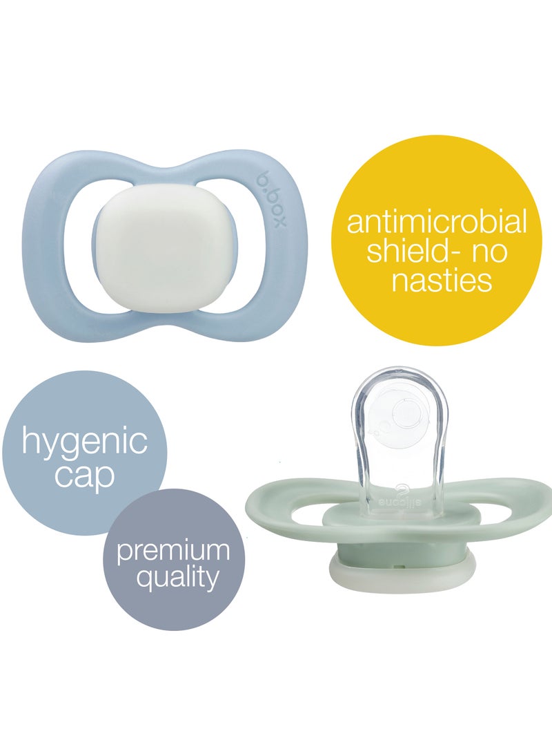 b.box Pacifier Silicone 2 Twin Pack – sage/Sky, Soft Orthodontic Soother for Newborns, Lightweight & Durable Design, 0m+ - Image 2