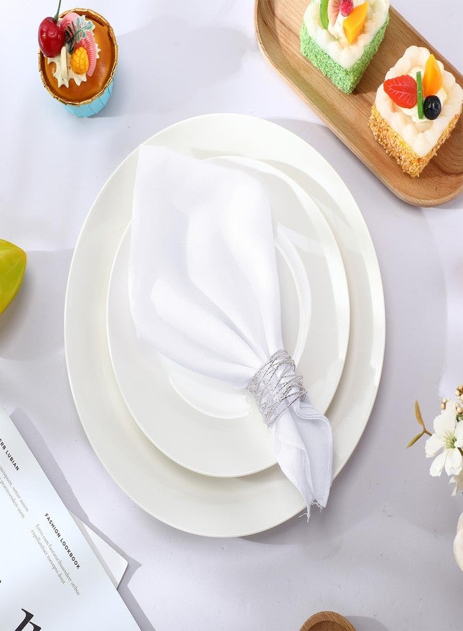 لينوزين مجموعة من 50 منديل أبيض من Leinuosen، مناديل قطنية كلاسيكية للرجال، مناديل جيب بيضاء لحفلات الشاي (11 × 11 بوصة) - Image 5