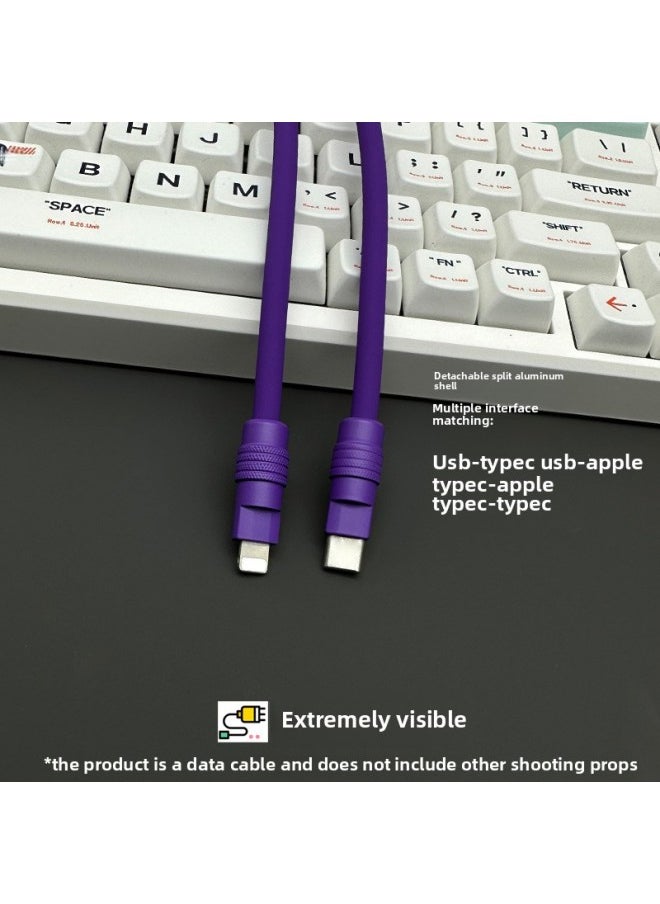 Generic - Super Soft Silicone Data Cable For Apple For Iphone15 For Huawei For Xiaomi Android Phone Super Fast Charging-Color:1.5 M USB To For Iphone 12W-Model:Lavender Purple + Purple Shell + Slider - Image 1