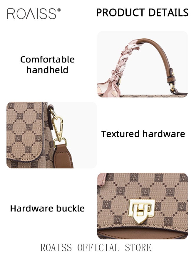 roaiss Premium Textured Satchel Handbag for Women Exquisite Elegant Ladies Shoulder Crossbody Bags with Silk Scarf and Gift Bag Gifts for Mom Wife Bridal Suitable For Leisure Birthday Gift or Ramadan - Image 5