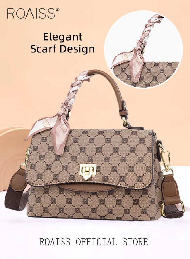 roaiss Premium Textured Satchel Handbag for Women Exquisite Elegant Ladies Shoulder Crossbody Bags with Silk Scarf and Gift Bag Gifts for Mom Wife Bridal Suitable For Leisure Birthday Gift or Ramadan - Image 3