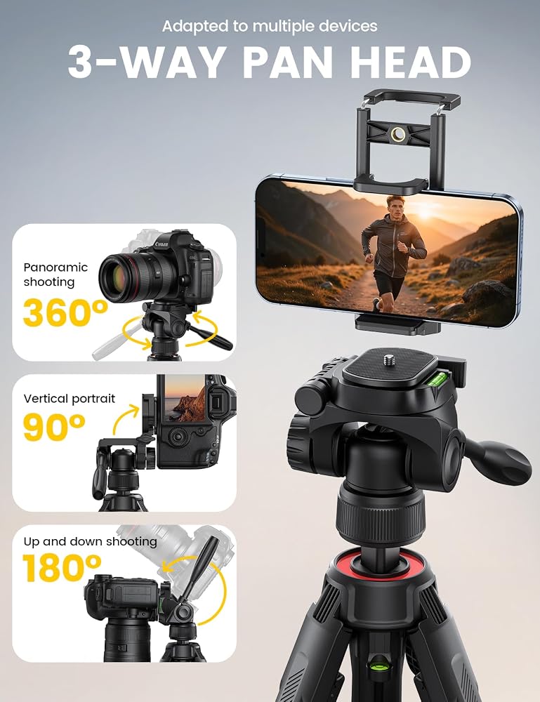 Lamicall 170cm Camera Tripod with Rapid Leg Deployment for Video Photo Vlog - Image 4