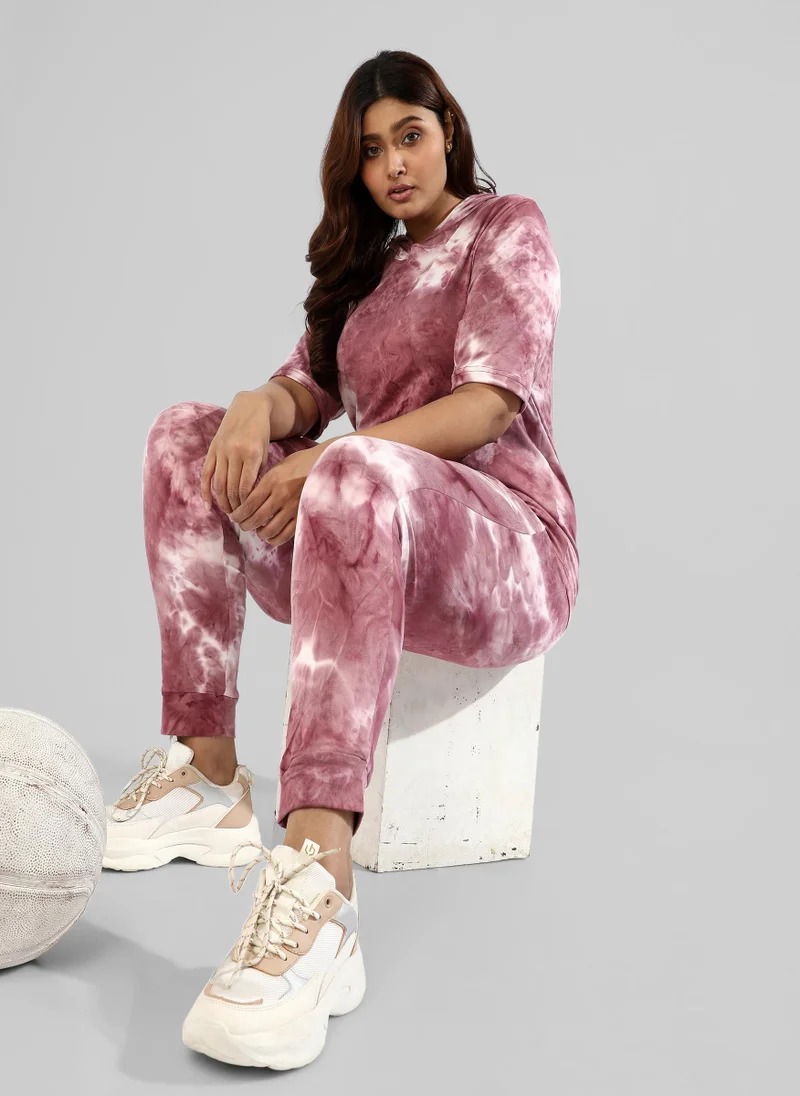 Instafab Plus Tye-Dye Stylish Hooded Co-Ords Set