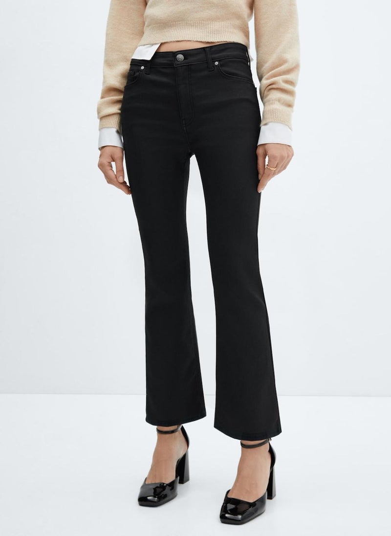 MANGO Sienna Waxed Flared Cropped Jeans  - Image 1