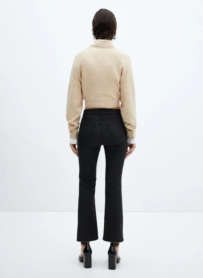 مانجو Sienna Waxed Flared Cropped Jeans