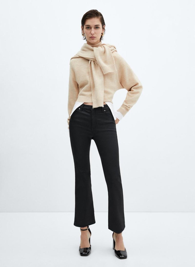 MANGO Sienna Waxed Flared Cropped Jeans  - Image 4
