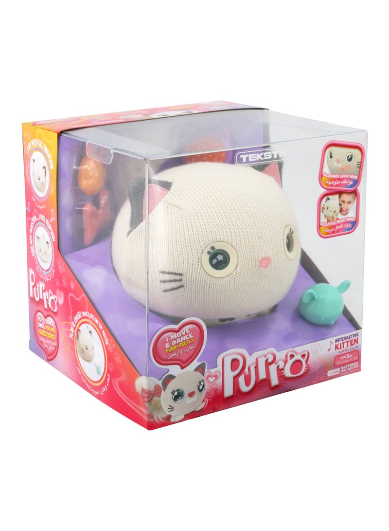Teksta Purro The Interactive Smart Kitty | Touch & Voice Activated | 75 Sounds & Reactions | Play, Dance, & Sing Features | Includes Mouse Toy, Fish, Comb, & Bow | Suitable for Kids 5+ (Girls & Boys) - Image 3