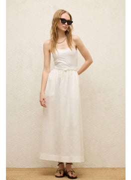 Manuka Loose Cut Linen Skirt Ecru  - Image 1