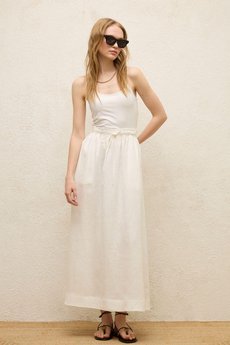 Manuka Loose Cut Linen Skirt Ecru  - Image 1