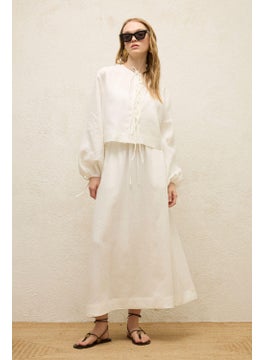Manuka Loose Cut Linen Skirt Ecru  - Image 2