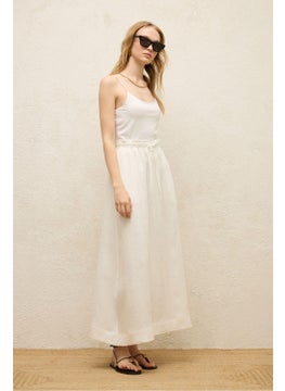 Manuka Loose Cut Linen Skirt Ecru  - Image 3
