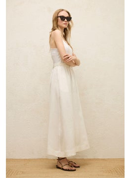 Manuka Loose Cut Linen Skirt Ecru  - Image 4