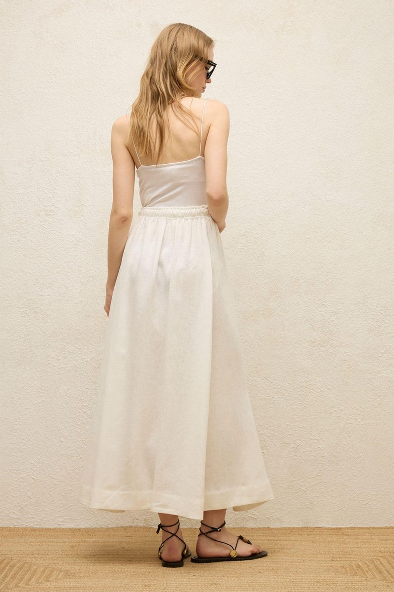 Manuka Loose Cut Linen Skirt Ecru  - Image 5