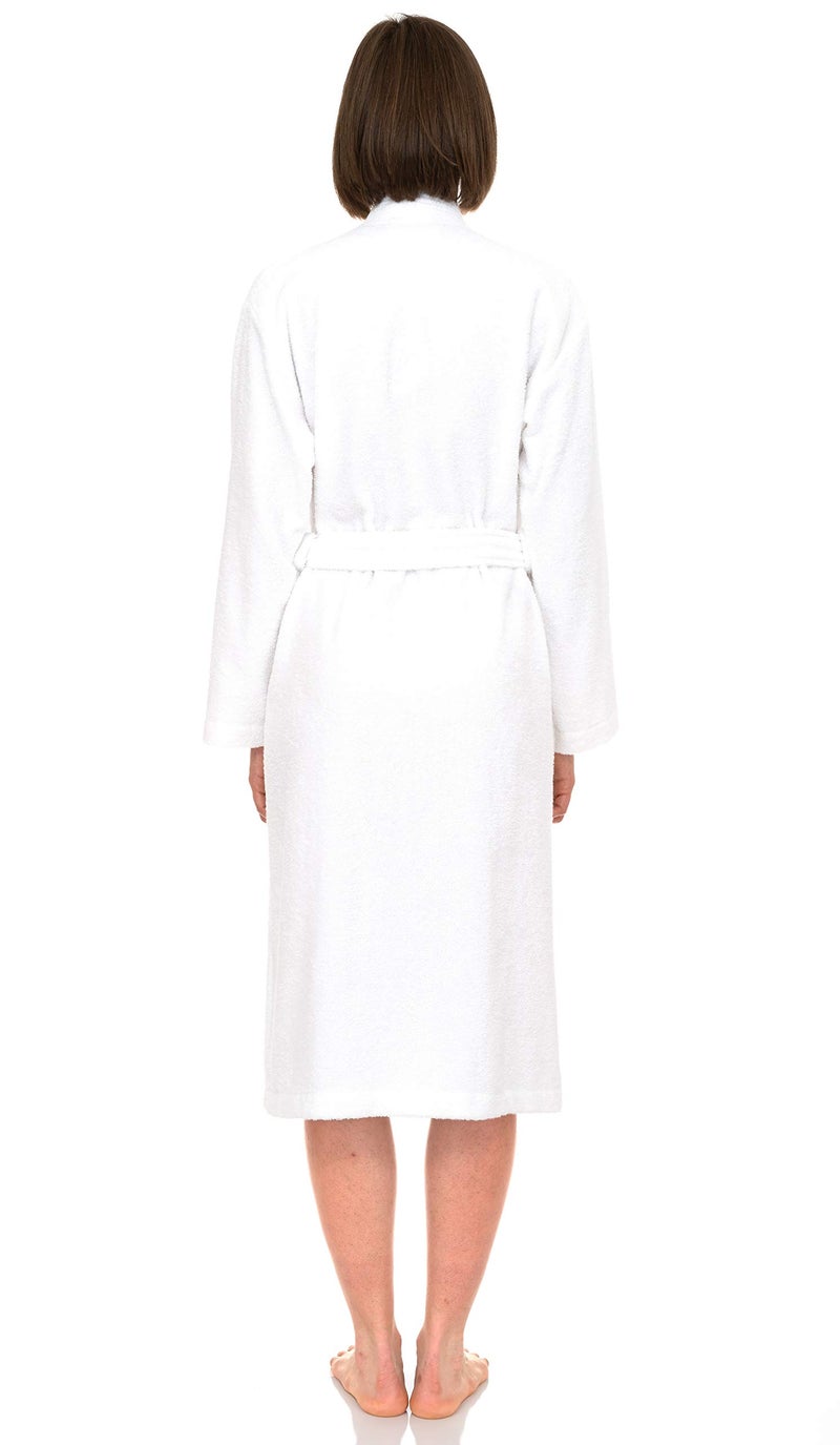 TowelSelections Womens Robe Cotton Kimono Bathrobe for Women Knee Length Terry Cloth Towel Robes for Women X-Small-Small White - Image 2