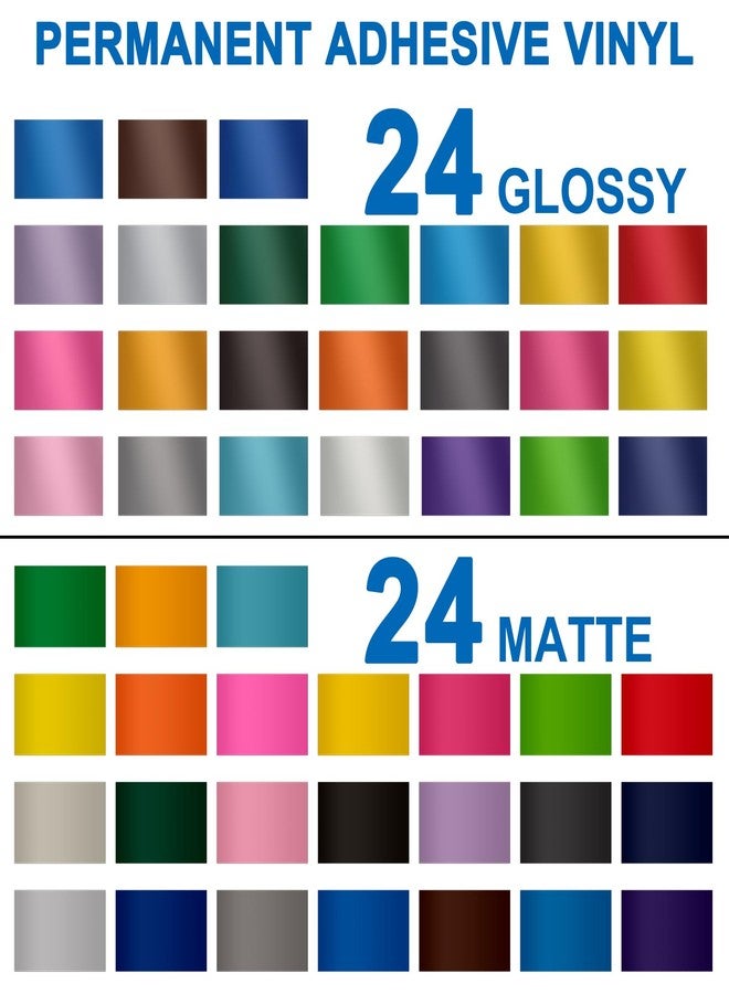 LOPASA Permanent Adhesive Vinyl Sheets Sampler Compatible with Cricut Joy Xtra, 8.5x12 Extra Vinyl Supplies, 48 Color Materials for Decor and Sticker Making, Xtra Accessories Bundle(Glossy & Matte) - Image 2