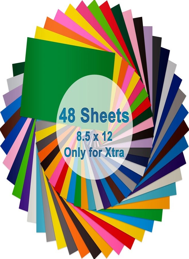 LOPASA Permanent Adhesive Vinyl Sheets Sampler Compatible with Cricut Joy Xtra, 8.5x12 Extra Vinyl Supplies, 48 Color Materials for Decor and Sticker Making, Xtra Accessories Bundle(Glossy & Matte) - Image 1