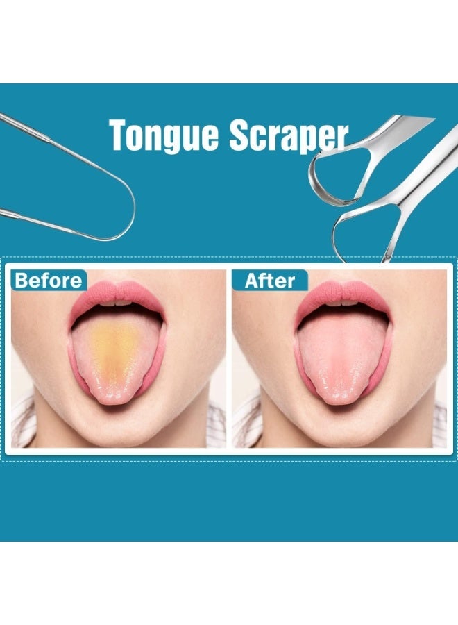 4PCS Stainless Steel Tongue Scraper Set with Travel Case – Fresh Breath Cleaner, Reusable & Durable - Image 2