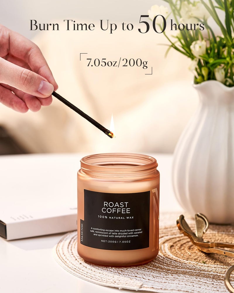 M&SENSE Coffee Candles Scented Strong, Organic Natural Soy Wax for Bedroom Kitchen Home Decor, 7.05oz 50 Hours Slow Burn Candle Highly Scented Candle Housewarming Gift for Men Women - Image 4