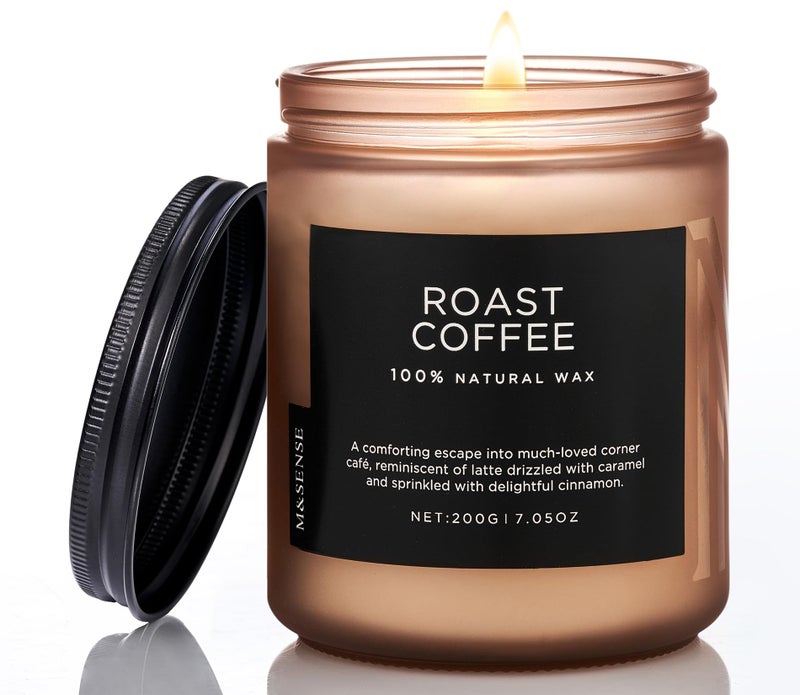 M&SENSE Coffee Candles Scented Strong, Organic Natural Soy Wax for Bedroom Kitchen Home Decor, 7.05oz 50 Hours Slow Burn Candle Highly Scented Candle Housewarming Gift for Men Women - Image 1