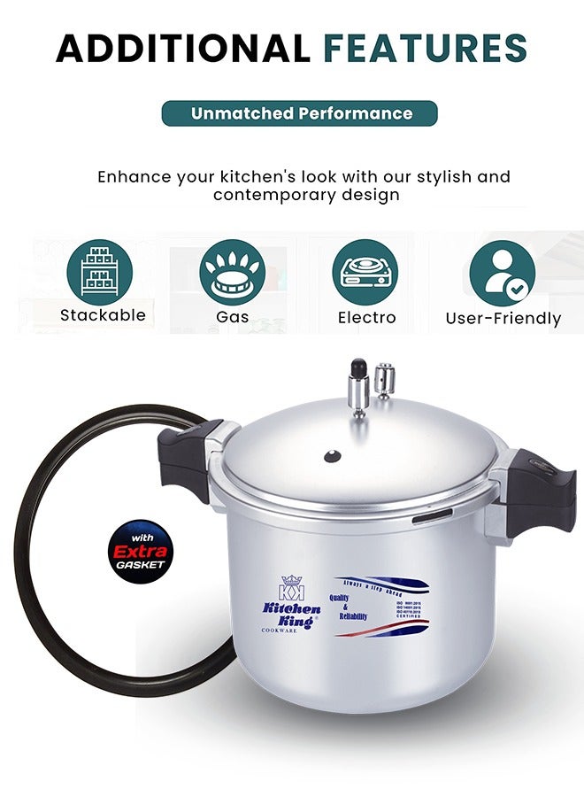 Kitchen King Blaze 11L Premium Pressure Cooker – Anodized Aluminium, High-Pressure Cooking, GRS Safety, Pressure Indicator, Extra Gas Kit, Multipurpose Use, Heavy Base, Easy Open Handle - Image 3